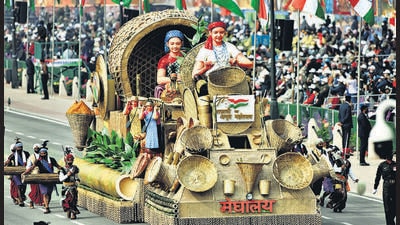 New Delhi, India - Jan. 26, 2022: The Meghalaya state tableau on display during the73rd Republic Day parade, at Rajpath, in New Delhi, India, on Wednesday, January 26, 2022. (Photo by Raj K Raj / Hindustan Times) (Hindustan Times) New Delhi, India - Jan. 26, 2022: The Meghalaya state tableau on display during the73rd Republic Day parade, at Rajpath, in New Delhi, India, on Wednesday, January 26, 2022. (Photo by Raj K Raj / Hindustan Times) (Hindustan Times)