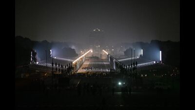 Illuminated Rajpath on the eve of Republic Day parade in New Delhi. (AFP) Illuminated Rajpath on the eve of Republic Day parade in New Delhi. (AFP)