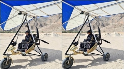 Earlier, Manushi had posted photos of her enjoying a microlight flying session in Oman. It features glimpses of the star enjoying the adventurous activity. She captioned the post, "A morning spent in the sky! [blue heart emoji]." (Instagram/@manushi_chhillar)