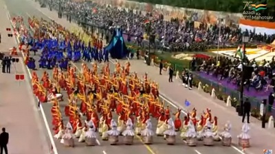 In a first, dancers selected through a nation-wide competition ‘Vande Bharatam’ perform during the cultural programme at the Republic Day parade, jointly organised by ministries of defence and culture. In a first, dancers selected through a nation-wide competition ‘Vande Bharatam’ perform during the cultural programme at the Republic Day parade, jointly organised by ministries of defence and culture.