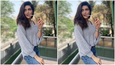 "Goofy and grey," Karishma accompanied her pictures with these words. (Instagram/@karishmaktanna)