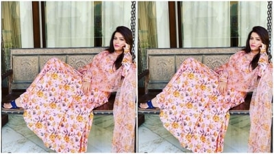 Rubina played muse to the fashion designer house Drzya and picked a white floral ethnic ensemble. (Instagram/@rubinadilaik)