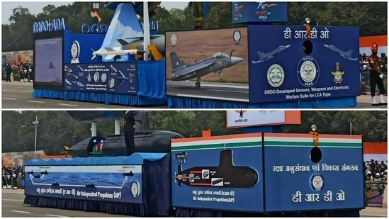 Two tableaux were from the Defence Research and Development Organisation (DRDO), signifying the defence technological advancements of India.(DRDO India)