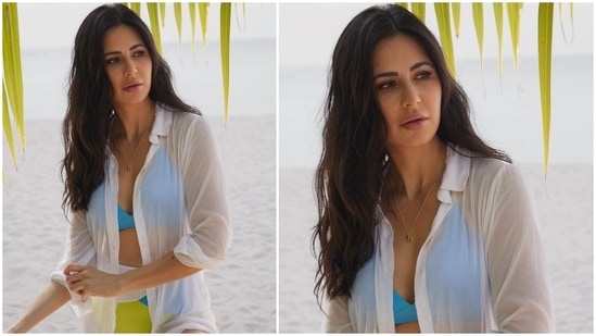 Katrina Kaif in a neon bikini set.&nbsp;