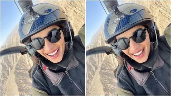 The star shared a selfie from when she was in the air and delighted her followers.(Instagram/@manushi_chhillar)