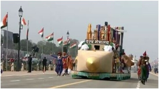 ‘Shuttling to the Future’: The theme of textile’s ministry Republic Day tableau.(ANI)