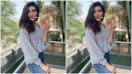 "Goofy and grey," Karishma accompanied her pictures with these words.(Instagram/@karishmaktanna)