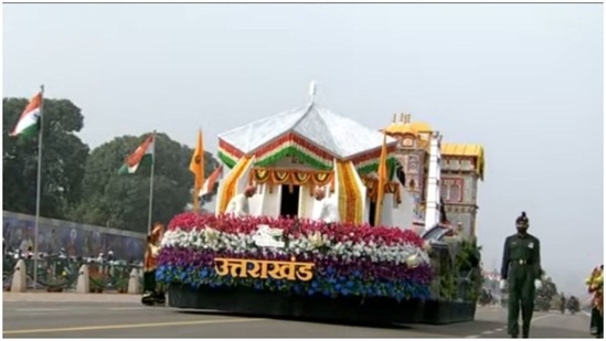 In its tableau, Uttarakhand showcased connectivity projects and religious sites.Uttarakhand(ANI)