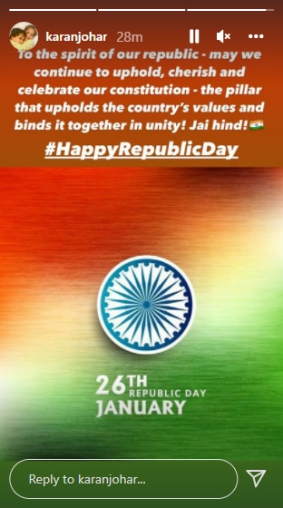 Karan Johar wishes his fans on Republic Day.