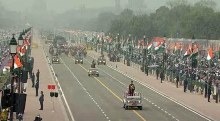 73rd Republic Day celebrations: The iconic parade at Rajpath has started.(ANI Photo)