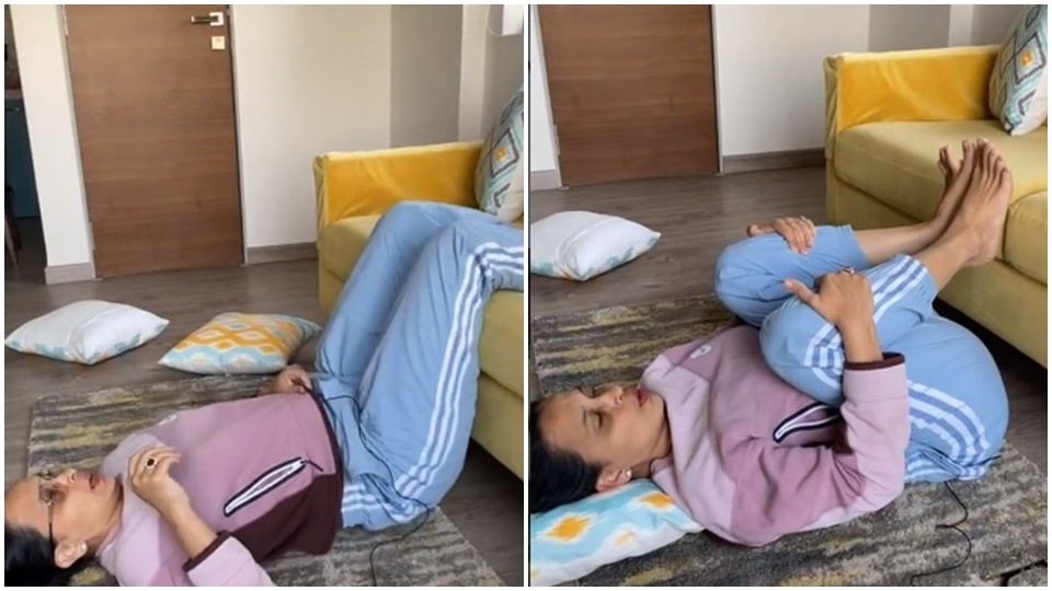 For this stretch, sit in front of your sofa, put one leg up, and then the other one too and then go on your elbow and release yourself down slowly. For this stretch, sit in front of your sofa, put one leg up, and then the other one too and then go on your elbow and release yourself down slowly.