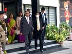Chairman of Tata Sons N Chandrasekaran comes after the meeting at Air India office in New Delhi. 