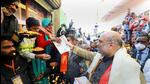 Mathura: Union Home Minister Amit Shah during door to door election campaign at Satoha village in Mathura district, Thursday, Jan. 27, 2022. (PTI Photo)(PTI01_27_2022_000098B) (PTI)