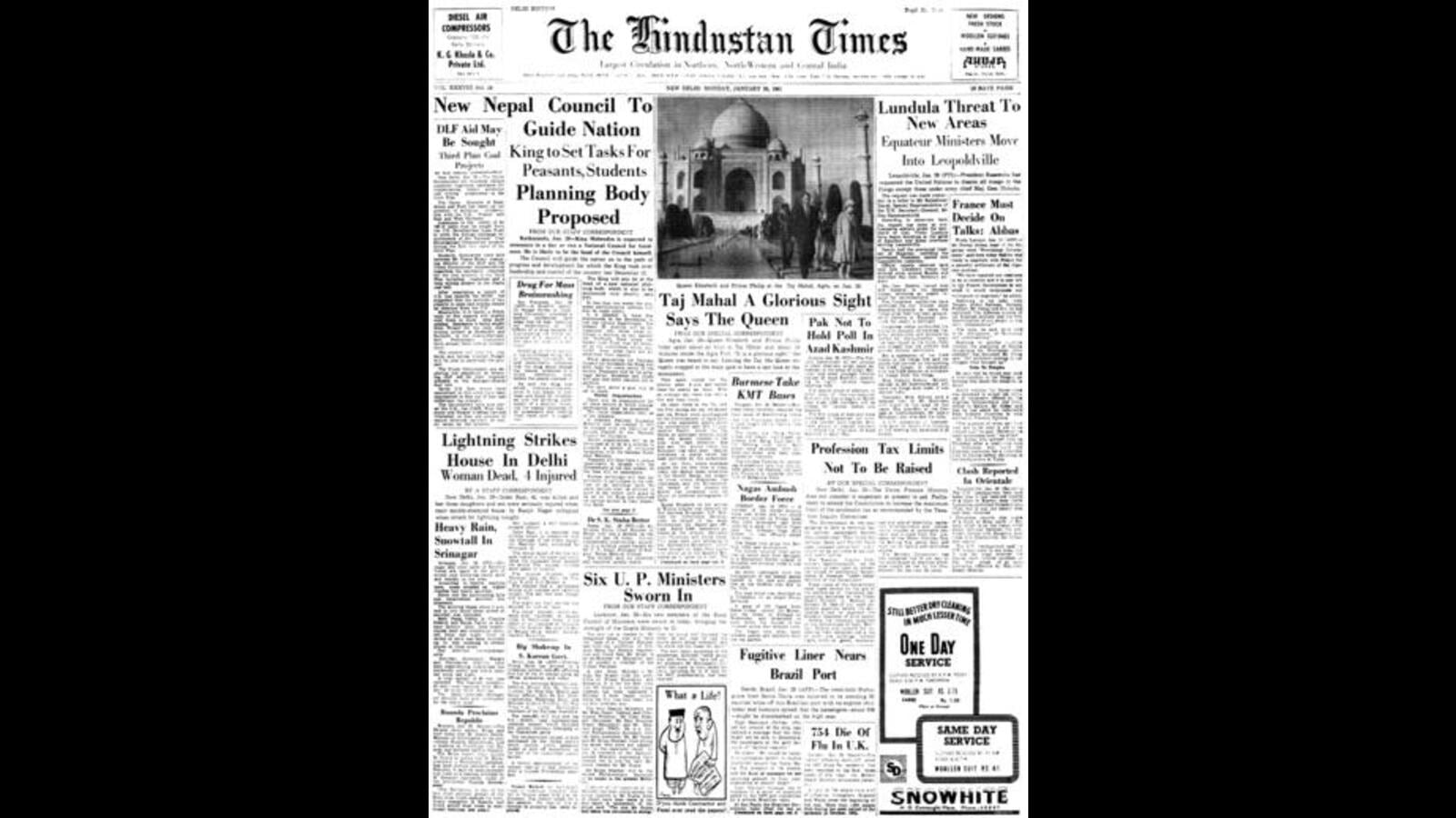 HT This Day January 30, 1961 Taj Mahal A Glorious Sight Says The