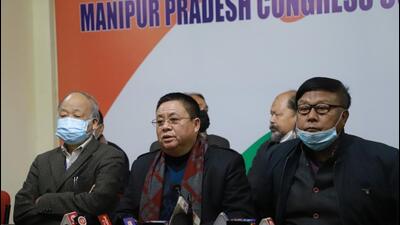 The Congress and five other political parties on Thursday announced a pre-poll alliance for the upcoming assembly elections in Manipur on February 3 and March 3. (HT PHOTO.)