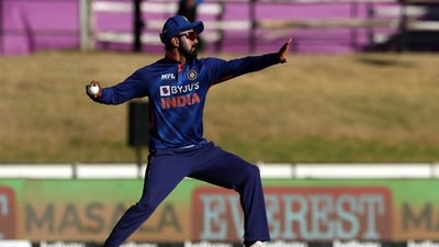 India's KL Rahul throws the ball. (REUTERS)