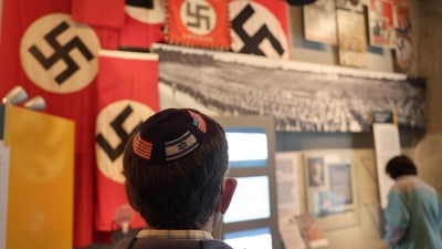 A man visits the Yad Vashem Holocaust Remembrance Centre in Jerusalem on the eve of International Holocaust Remembrance Day. (AFP) A man visits the Yad Vashem Holocaust Remembrance Centre in Jerusalem on the eve of International Holocaust Remembrance Day. (AFP)
