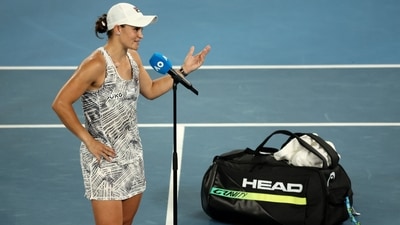Australia's Ash Barty during an interview after winning her semi final match against Madison Keys (REUTERS)