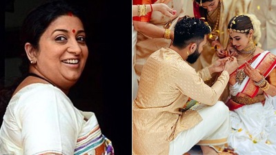 Smriti Irani congratulates Mouni Roy and Suraj Nambiar,