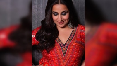Vidya Balan's rogan red printed peplum set costs <span class='webrupee'>₹</span>12,995/-, as per the brand's official website. (Instagram/@vidyabalan) Vidya Balan's rogan red printed peplum set costs <span class='webrupee'>₹</span>12,995/-, as per the brand's official website. (Instagram/@vidyabalan)