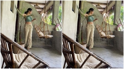 In a mud house by the sea, Neha posed for a picture. It is giving us all the Goa vibe we need. (Instagram/@nehasharmaofficial)