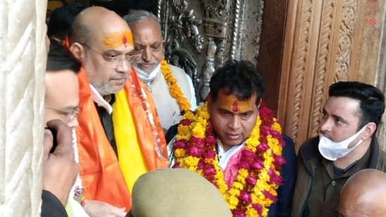 According to his schedule, Home Minister Amit Shah will engage in house to house contact campaign in Gautam Buddha Nagar's Dadri area at 3.15 pm.(HT Photo/Hemendra Chaturvedi )