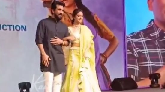 Ram Charan and Keerthy Suresh dance to Naatu Naatu at Good Luck Sakhi event.&nbsp;