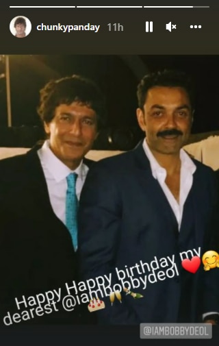 Chunky Panday wishes Bobby Deol on his birthday.