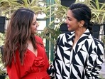 Ananya Panday with Deepika Padukone at the promotion of Gehraiyaan. (ANI)