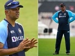 Photos of Rahul Dravid (L) and Ravi Shastri (R)