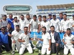 The Saurashtra cricket team after winning the Ranji Trophy. The Saurashtra cricket team after winning the Ranji Trophy. 