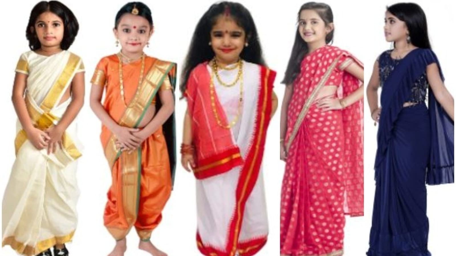 Wedding Indian Kids Golden Shimmer Ruffle Saree, Size: 16-36 at Rs  2895/piece in Mumbai