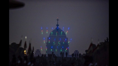 Beating the Retreat ceremony in New Delhi, on January 29, will have a light show where one thousand drones will make different formations in the sky. (Photo: Ravi Choudhary/PTI) Beating the Retreat ceremony in New Delhi, on January 29, will have a light show where one thousand drones will make different formations in the sky. (Photo: Ravi Choudhary/PTI)