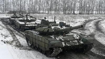Russian T-72B3 main battle tanks drive during drills held by the armed forces of the Southern Military District at the Kadamovsky range in the Rostov region, Russia. (REUTERS) Russian T-72B3 main battle tanks drive during drills held by the armed forces of the Southern Military District at the Kadamovsky range in the Rostov region, Russia. (REUTERS)