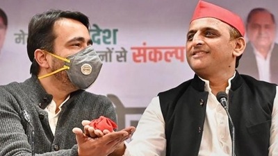 Samajwadi Party President Akhilesh Yadav with Rashtriya Lok Dal National President Jayant Chaudhary during a press conference, in Muzaffarnagar, Friday. (PTI Photo) Samajwadi Party President Akhilesh Yadav with Rashtriya Lok Dal National President Jayant Chaudhary during a press conference, in Muzaffarnagar, Friday. (PTI Photo)