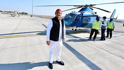 Samajwadi Party chief Akhilesh Yadav on Friday alleged that his helicopter had been stopped at Delhi for no reason, ahead of his rally at Muzaffarnagar, and was not being allowed to proceed to Muzaffarnagar. (ANI) Samajwadi Party chief Akhilesh Yadav on Friday alleged that his helicopter had been stopped at Delhi for no reason, ahead of his rally at Muzaffarnagar, and was not being allowed to proceed to Muzaffarnagar. (ANI)