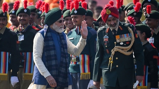 "I am proud that I was also an active member of NCC. Our govt is taking several steps to strengthen the NCC. A large number of girl cadets participated in the rally, this is the change India is witnessing today," PM Modi said while addressing the event.(AFP)