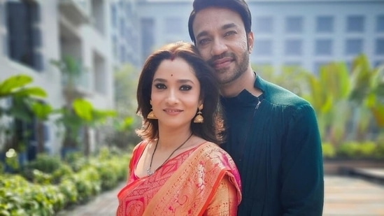 Ankita Lokhande poses with husband Vicky Jain.