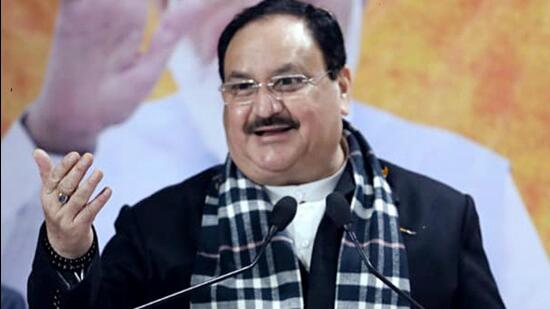 Shahjahanpur, Jan 28 (ANI): Bharatiya Janata Party (BJP) National President JP Nadda addresses an Organisational meeting, at party office, in Shahjahanpur on Friday. (ANI Photo) (ANI)