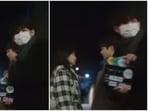 BTS's V with Kim Da-mi and Choi Woo-shik on the sets of Our Beloved Summer.