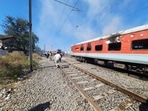 Separated pantry coach of the 12993 Gandhidhan-Puri Express that caught fire.(Hindustam Times) Separated pantry coach of the 12993 Gandhidhan-Puri Express that caught fire.(Hindustam Times)