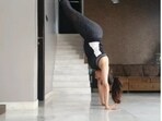 Bhagyashree can’t do the handstand yet, but she is getting there(Instagram/@bhagyashree.online)