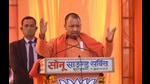 Uttar Pradesh Chief Minister Yogi Adityanath addresses the gathering at Murad Nagar Kisan National Inter College, in Ghaziabad. (Sakib Ali/HT)