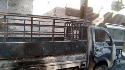 The gutted pick-up vehicle in Joshi Nagar of Ludhiana on Saturday. (HT Photo) The gutted pick-up vehicle in Joshi Nagar of Ludhiana on Saturday. (HT Photo)