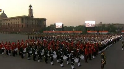 Another attraction of today's ceremony was the projection mapping show which was showcased on the walls of North and South Block before the end of the ceremony. 