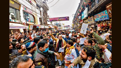 Home minister and BJP leader Amit Shah during a door-to-door campaign, in Muzaffarnagar on Saturday. (ANI) Home minister and BJP leader Amit Shah during a door-to-door campaign, in Muzaffarnagar on Saturday. (ANI)