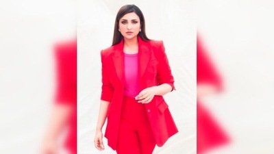 Parineeti Chopra's shoes looked like a pair straight out of a Disney princess' collection with diamonds and all things bling. (Instagram/@parineetichopra) Parineeti Chopra's shoes looked like a pair straight out of a Disney princess' collection with diamonds and all things bling. (Instagram/@parineetichopra)