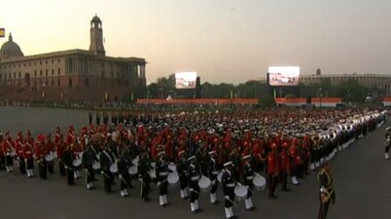 Another attraction of today's ceremony was the projection mapping show which was showcased on the walls of North and South Block before the end of the ceremony.