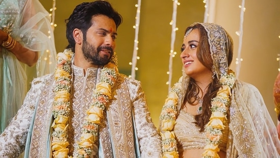 Varun Dhawan and Natasha Dalal during their wedding ceremony.