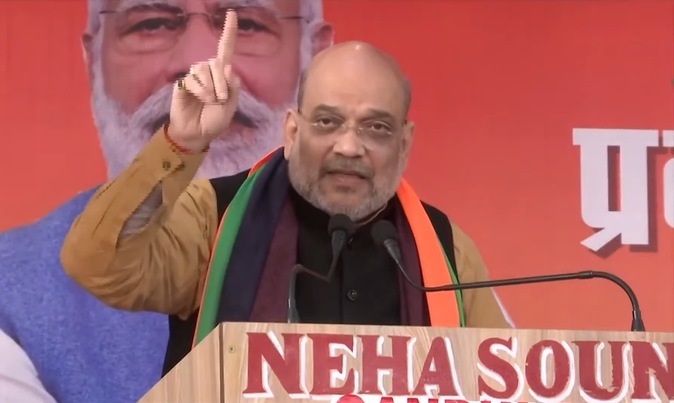 Union home minister Amit Shah addressing a voters' meeting in Muzaffarnagar. (Twitter/@BJP4India) Union home minister Amit Shah addressing a voters' meeting in Muzaffarnagar. (Twitter/@BJP4India)
